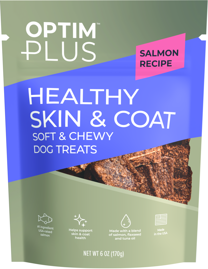 OptimPlus Healthy Skin & Coat Soft & Chewy Dog Treats, Salmon Recipe, 6 Ounces