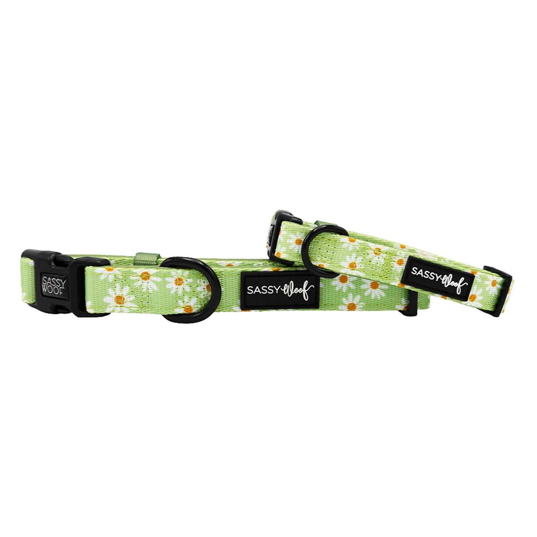 Sassy Woof Dog Collar, Dainty Daisy Green