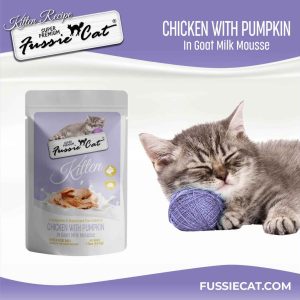 Fussie Cat Mousse Wet Kitten Food, Chicken and Pumpkin In Goat Milk 1.5 Ounce, Pouch