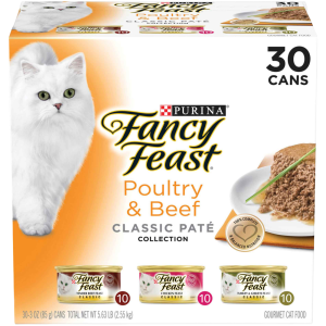Fancy Feast Poultry and Beef Feast Classic Pate Collection Grain Free Wet Cat Food Variety Pack - (3