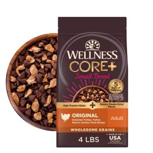 Wellness CORE+ Small Breed Natural Dry Dog Food with Freeze Dried Pieces, Original Deboned Turkey, T