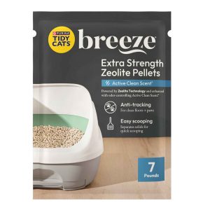 Purina Tidy Cats Breeze 99.9% Dust Free, Multi Cat Zeolite Pellet Cat Litter Refill, Active Clean Sc