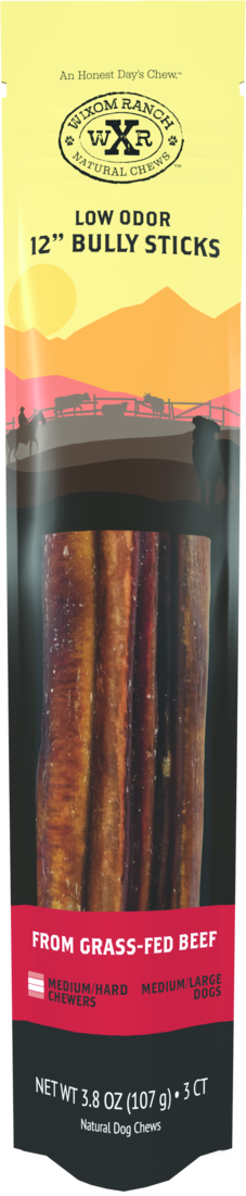 Wixom Ranch Natural Chews Low Odor Bully Stick, 12 Inches - Image 2