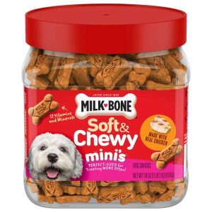 Milk-Bone Soft & Chewy Mini's Dog Treats, Made with Real Chicken, 18 Ounce Canister