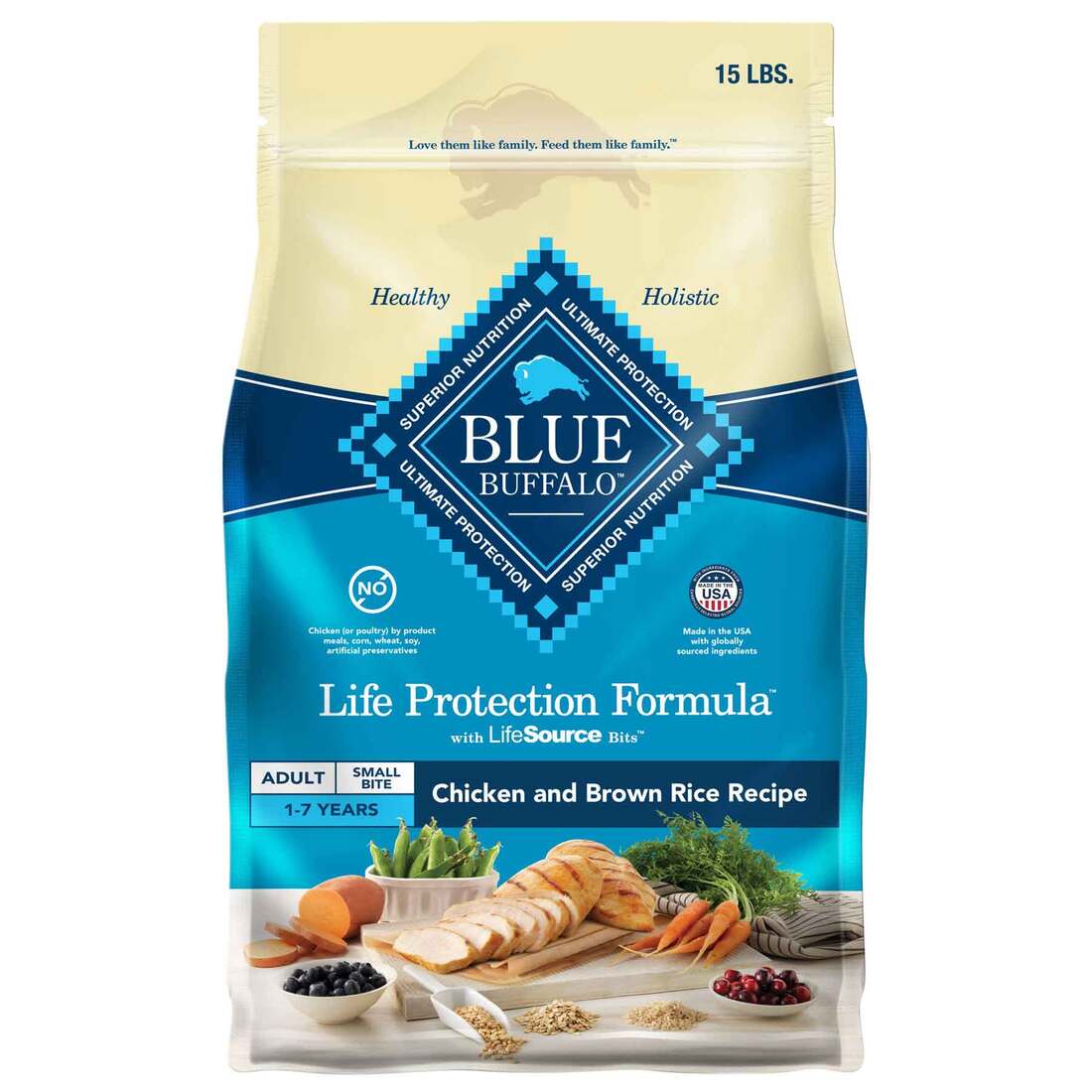 Blue Buffalo Life Protection Formula Natural Adult Small Bite Dry Dog Food, Chicken and Brown Rice - Image 2
