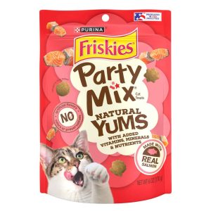 Purina Friskies Natural Cat Treats, Party Mix Natural Yums, Salmon, 6 Ounce Pouch