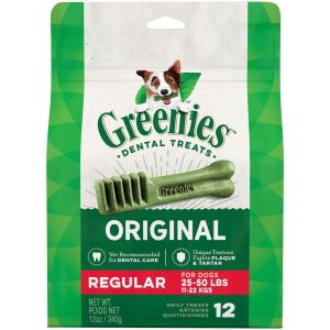 GREENIES Original Regular Natural Dental Care Dog Treats, 12 Ounce Pack (12 Treats)