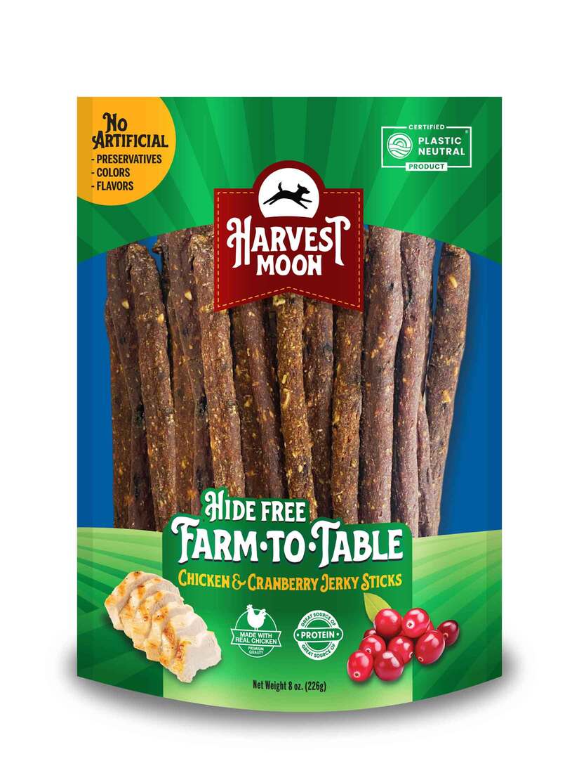 Harvest Moon Farm to Table Chicken & Cranberry Jerky Strips Dog Treats, 8 Ounces