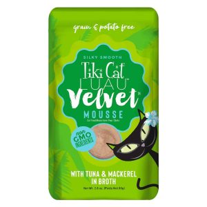 Tiki Cat Luau Velvet Mousse Wet Cat Food, Tuna & Mackerel, 2.8 Ounces