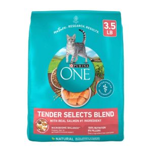 Purina ONE Natural Dry Cat Food, Tender Selects Blend With Real Salmon - 3.5 Pound Bag