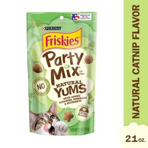 Purina Friskies , Natural Cat Treats, Party Mix Natural Yums Catnip Flavor - 2.1 Ounce Pouch