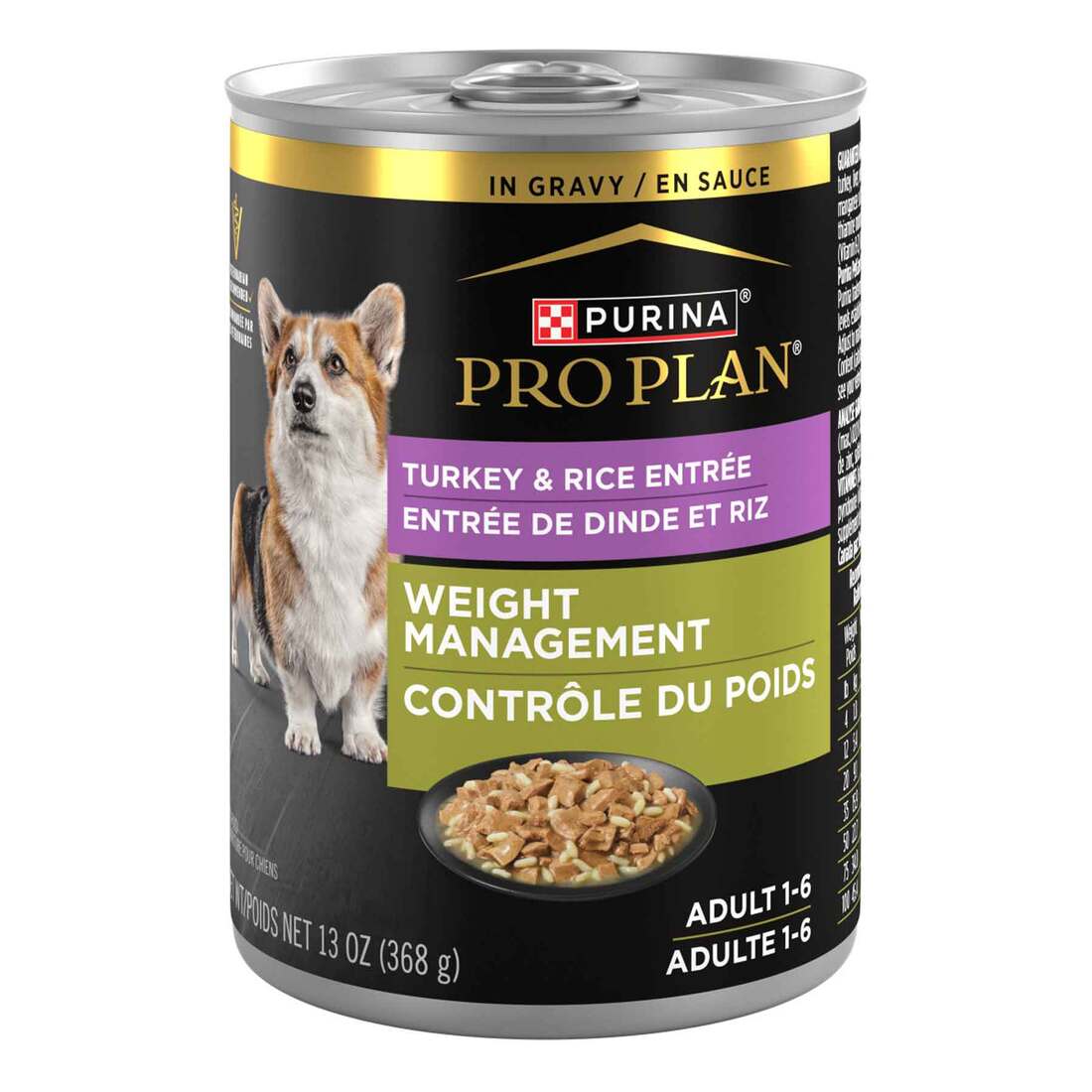 Purina Pro Plan Weight Management Wet Dog Food Turkey and Rice Entree in Gravy - 13 Ounce Can