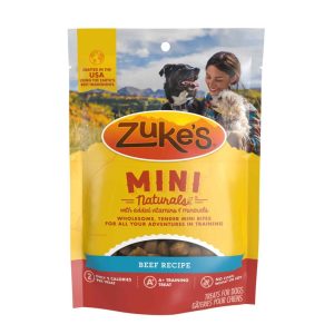 Zuke's Mini Naturals Dog Treats, Beef, 6 Ounce Resealable Pouch