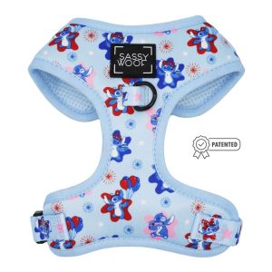 Sassy Woof Adjustable Dog Harness, Disney's Stitch Americana