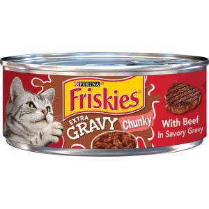 Purina Friskies Extra Gravy Wet Cat Food Chunky With Beef in Savory Gravy - 5.5 Ounce Can