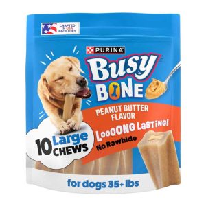Purina Busy Bone Dog Chews With Peanut Butter Flavor, Large - 10 Count Pouch