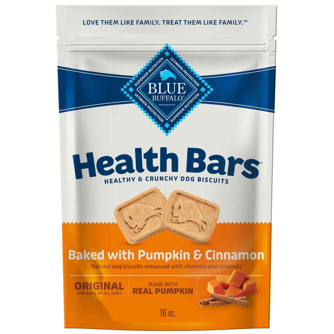 Blue Buffalo Health Bars, Natural Crunchy Oven-Baked Dog Biscuits, Pumpkin & Cinnamon, 16 Ounces