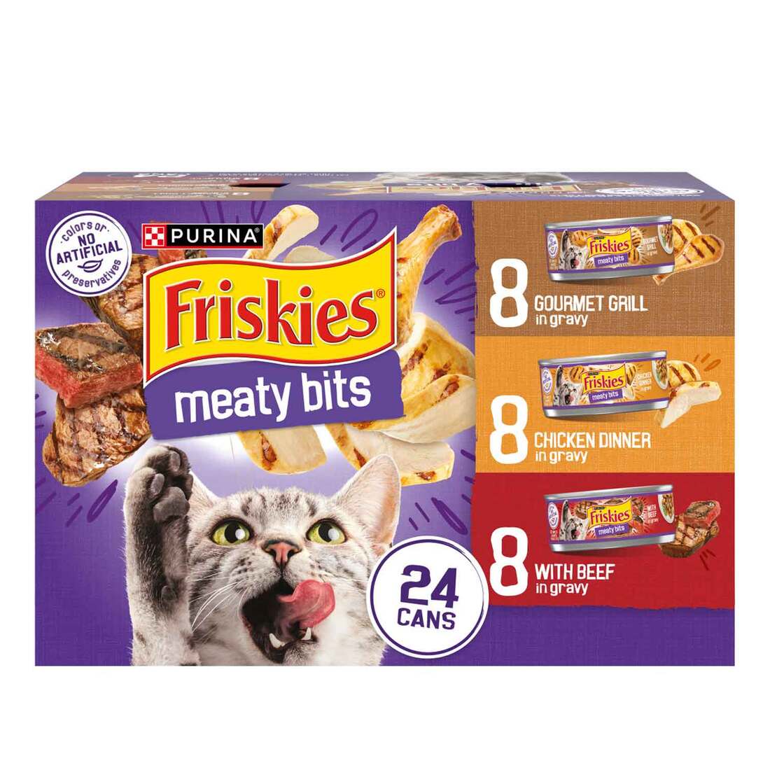 Purina Friskies Gravy Wet Cat Food Variety Pack, Meaty Bits - (24) 5.5 Ounce Cans