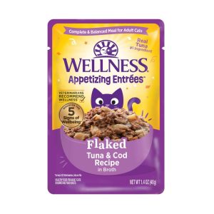 Wellness? Appetizing Entr??es? Flaked Tuna & Cod Recipe in Broth Natural Wet Cat Food, 1.4 Ounce Pouc