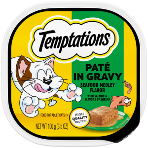 Temptations Pate Wet Cat Food In Gravy, Seafood Medley, 3.5 Ounces