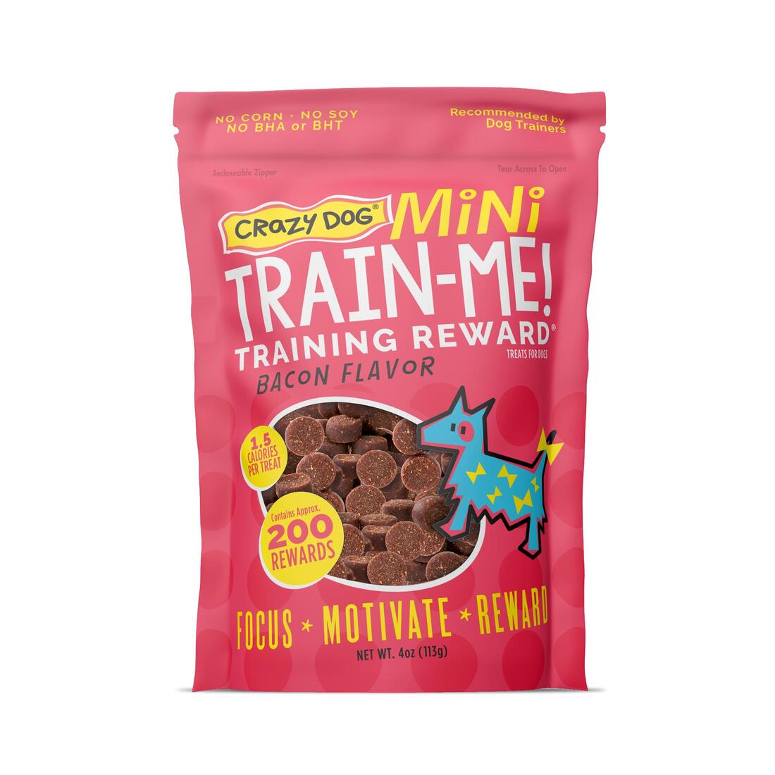 Crazy Dog Train-Me! Mini Bacon Dog Treats, 4 Ounces
