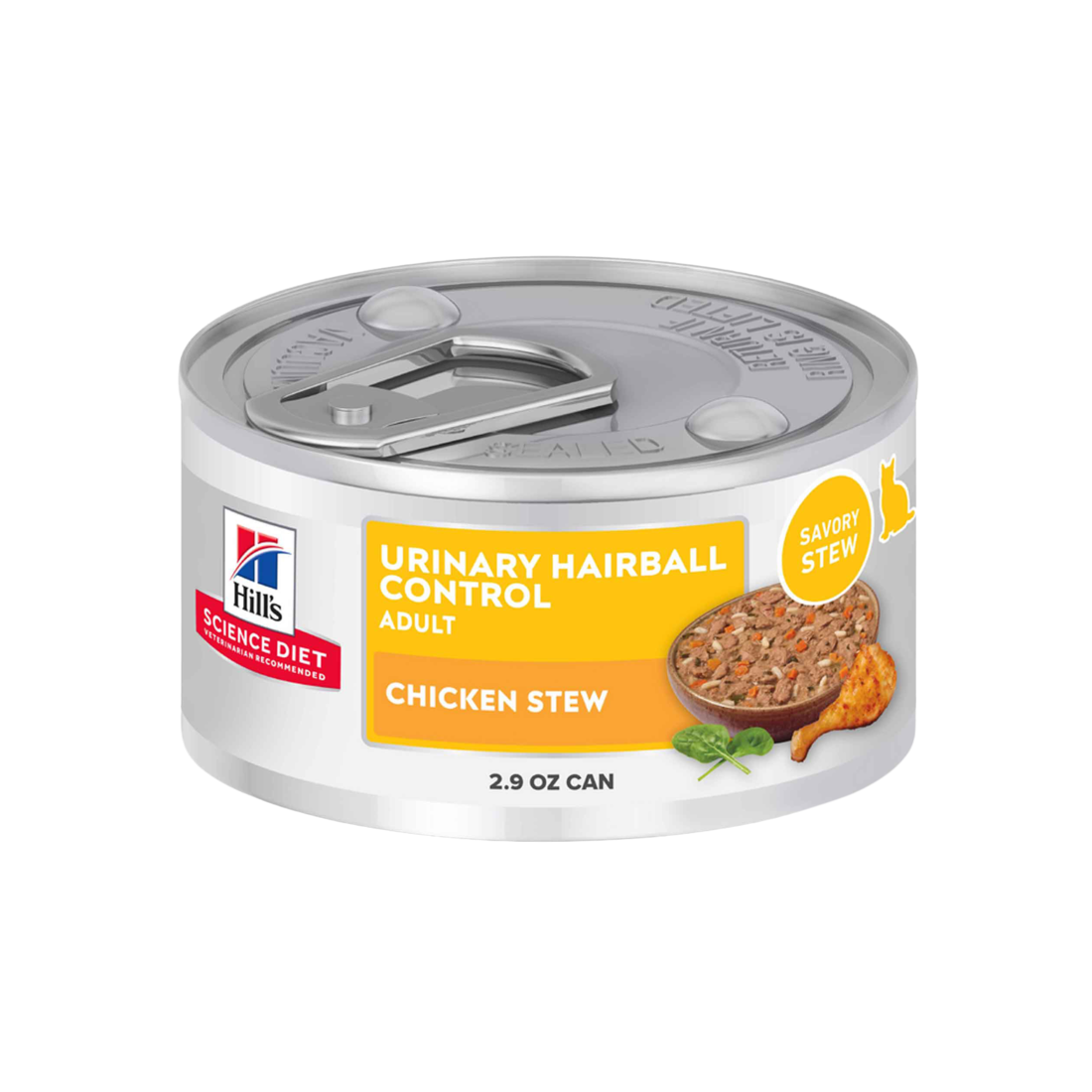 Hill's Science Diet Adult Urinary & Hairball Control Wet Cat Food, Chicken & Vegetable Stew, 2.9 Oun