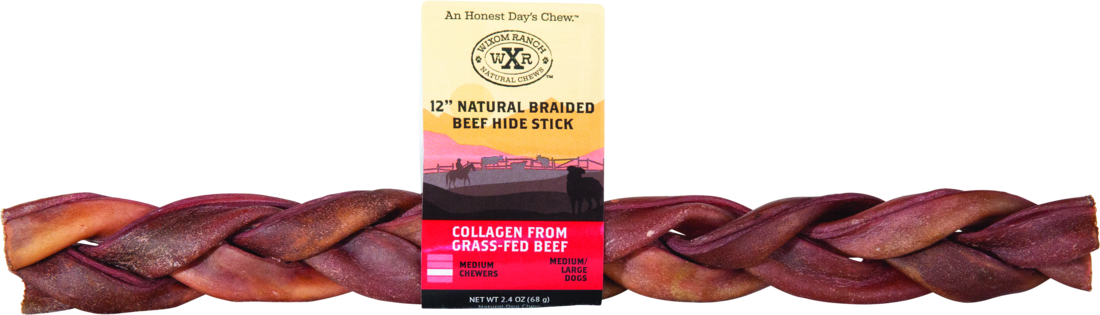 Wixom Ranch Natural Chews Collagen Beef Hide Braid, 12 Inches - Image 2
