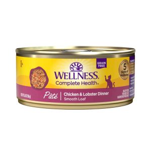 Wellness Complete Health Natural Grain Free Wet Canned Cat Food, Chicken & Lobster Pate, 5 Ounces