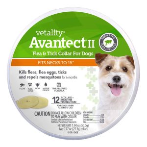 Vetality Avantect II Flea & Tick Collar for Small Dogs & Puppies, 12 Month Protection, 2 Count