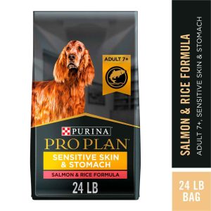 Purina Pro Plan Sensitive Skin & Stomach Dog Food, Dry Dog Food for SENIOR Dogs Adult 7+ Salmon & Ri