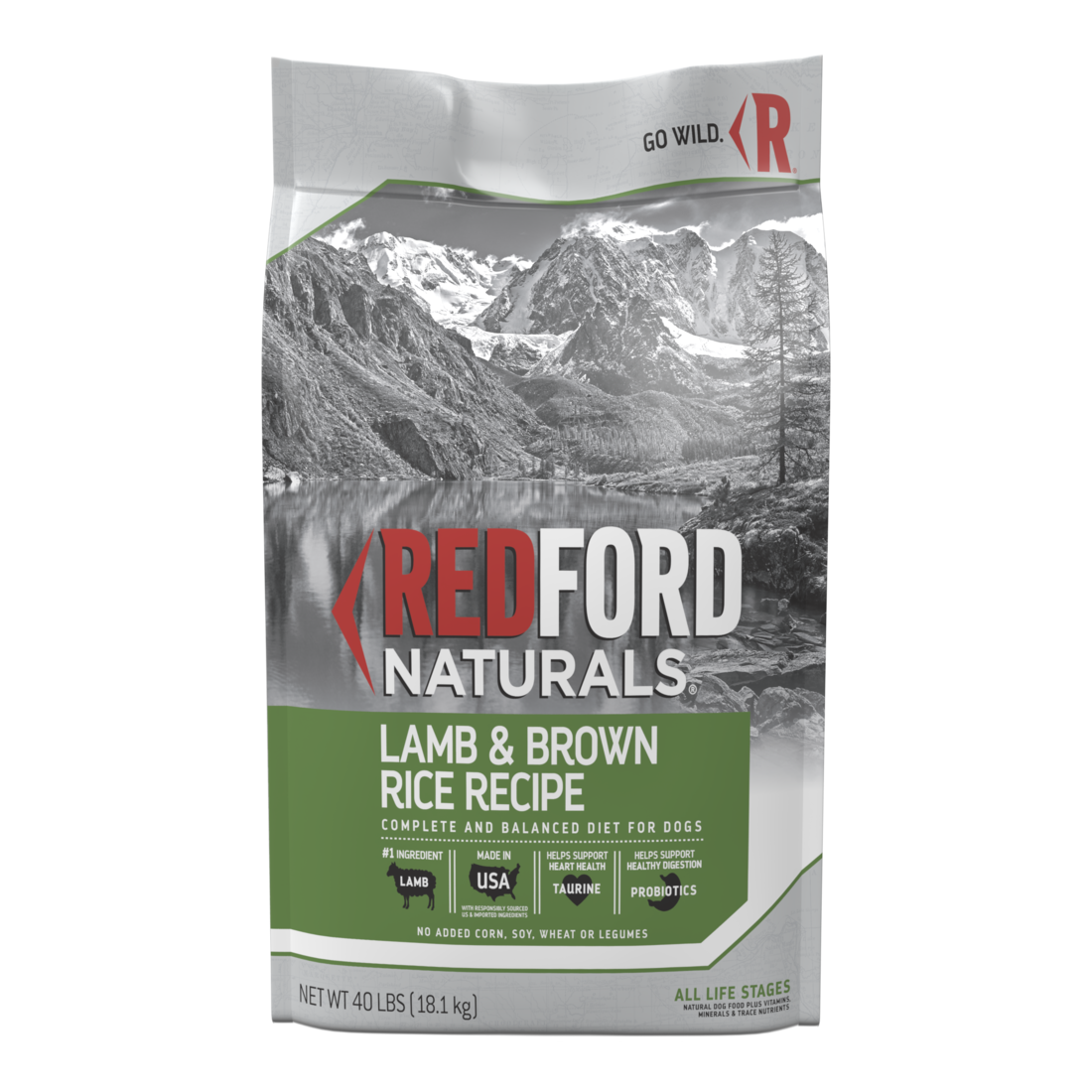 Redford Naturals All Life Stages with Grain Dry Dog Food, Lamb & Brown Rice, 40 Pounds