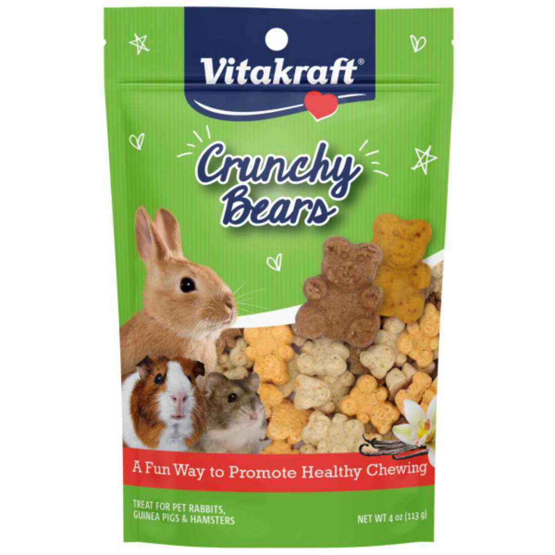 Vitakraft Crunchy Bears Small Animal Treat, 4 Ounces
