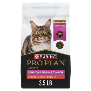 Purina Pro Plan Sensitive Skin and Stomach Adult Dry Cat Food, Salmon and Rice Formula - 3.5 Pound B
