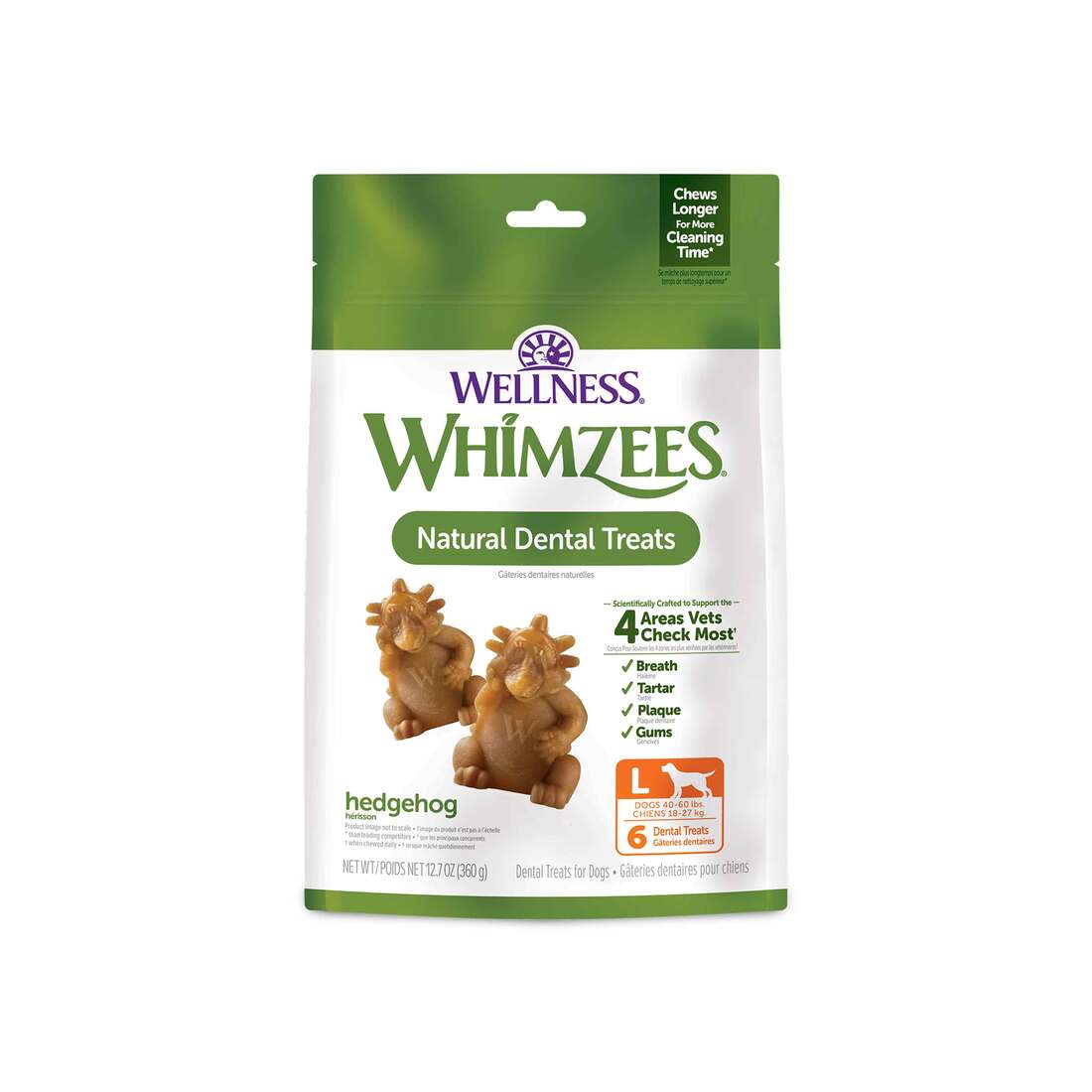 Wellness WHIMZEES Hedgehog Dog Dental Treats, Large Size, (6 Count)