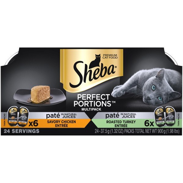 Sheba Perfect Portions? Wet Cat Food, Grain Free Savory Chicken Entr??e & Roasted Turkey Entr??e Varie