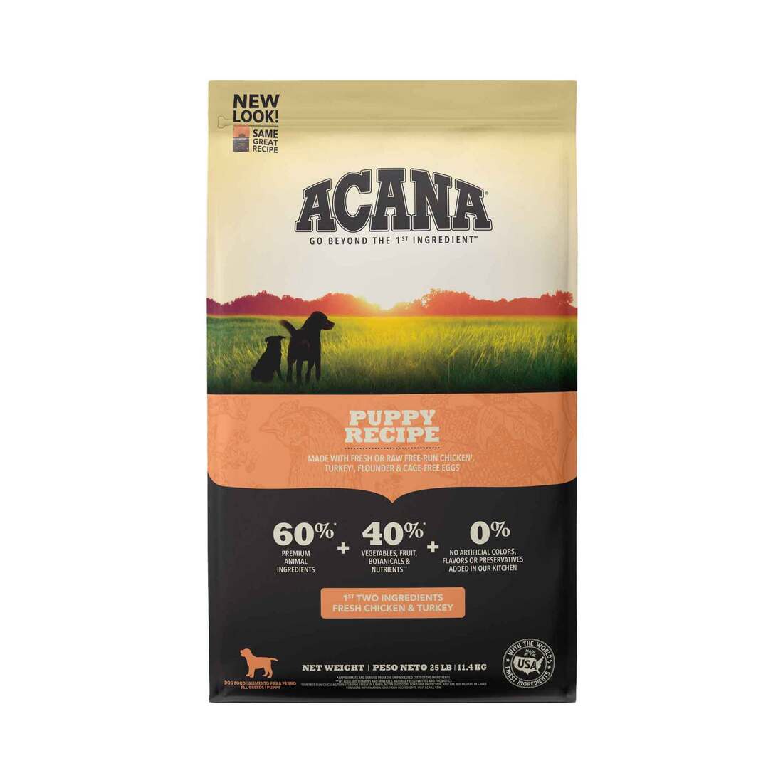 ACANA® Dry Dog Food for Puppy, Puppy & Junior Grain-Free, Chicken, Turkey, Fish, Cage-Free Eggs, 25l