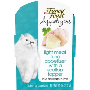 Purina Fancy Feast Appetizers Lickable Grain Free Wet Cat Food Topper Light Meat Tuna Appetizer with