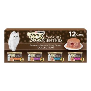 Purina Fancy Feast Savory Centers Pate Wet Cat Food Variety Pack, Chicken, Salmon, Beef, and Tuna Pa