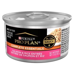 Purina Pro Plan COMPLETE ESSENTIALS Wet Cat Food, Salmon & Rice Entree in Sauce, 3 Ounces