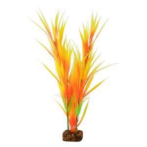 GloFish Plant Aquarium Décor, Orange And Yellow Large, Fluorescent Under Blue LED Light