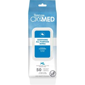 TropiClean OxyMed Soothing Relief Wipes for Pets, 50 Count