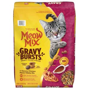 Meow Mix Gravy Bursts Dry Cat Food, Savory Chicken Flavors, 13.5 Pound Bag