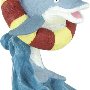 Fins First Aquarium Décor, Dolphin with Inner Tube, Small