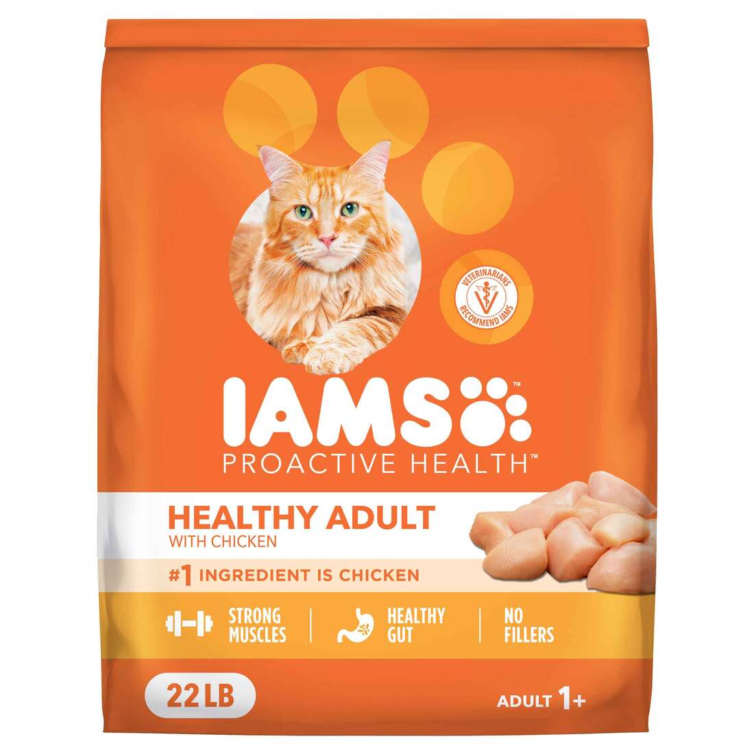 IAMS PROACTIVE HEALTH Adult Healthy Dry Cat Food with Chicken, 22 Pounds