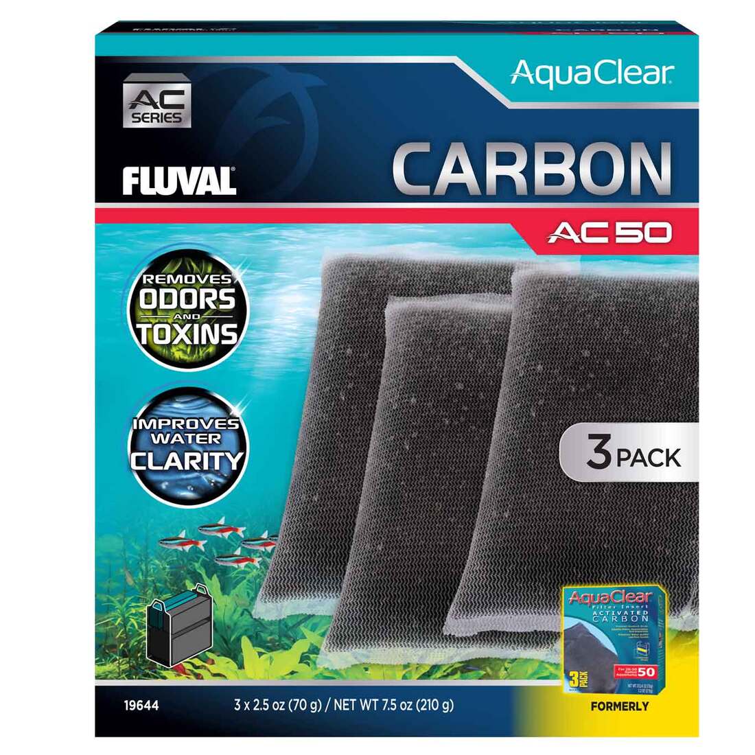 Fluval AC50 Active Carbon Insert, 3 Pack