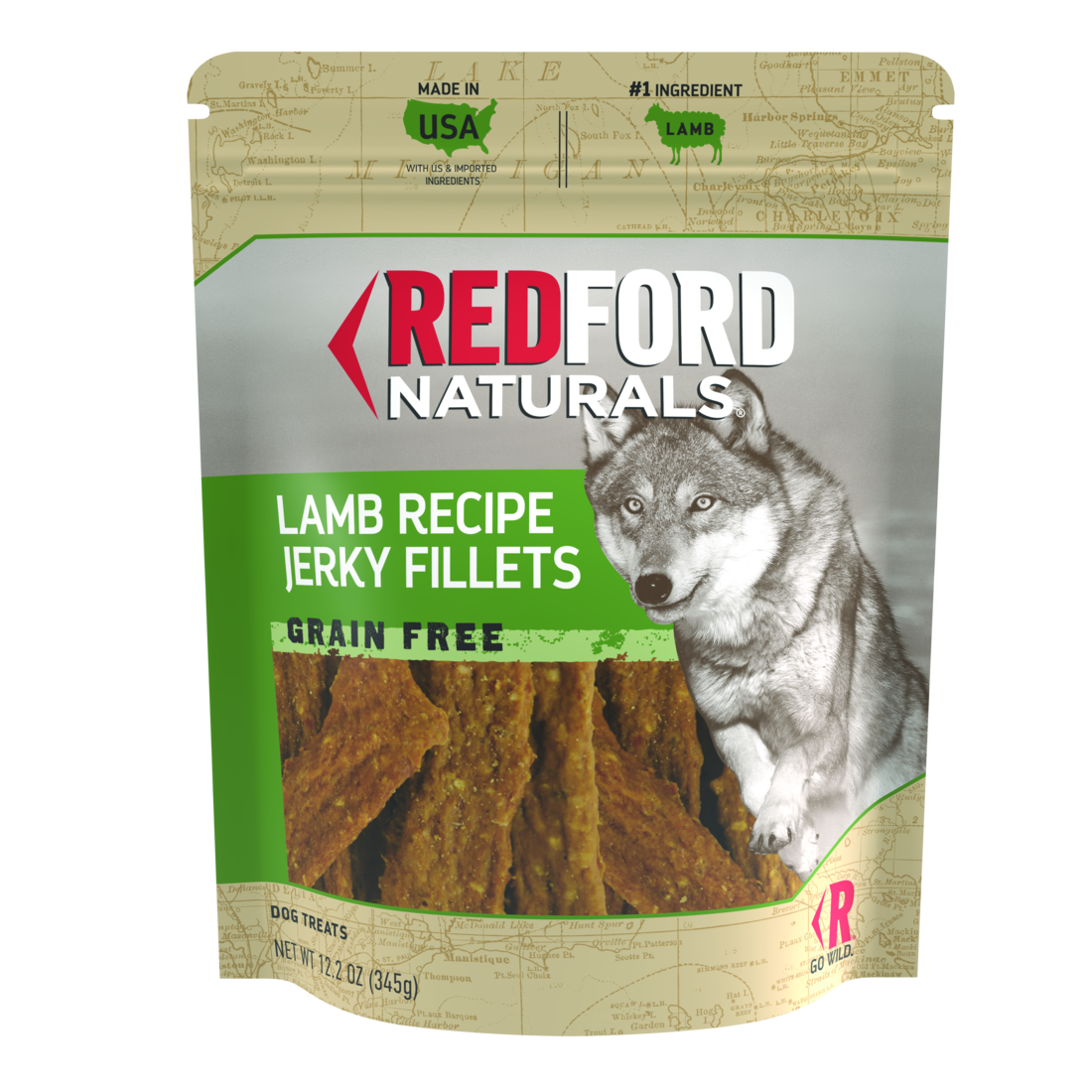 Redford Naturals Adult Grain Free Jerky Fillets Dog Treat, Lamb Recipe, 12 Ounces