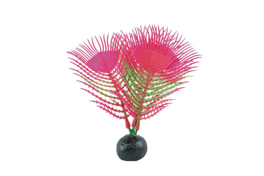 Fins First Plastic Plant Green And Pink Feather, Small