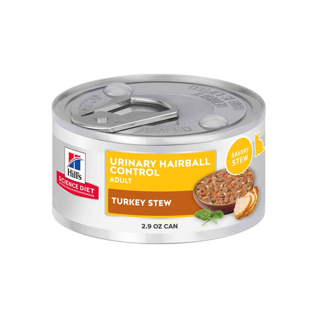 Hill's Science Diet Adult Urinary & Hairball Control Wet Cat Food, Turkey Stew, 2.9 Ounce Can