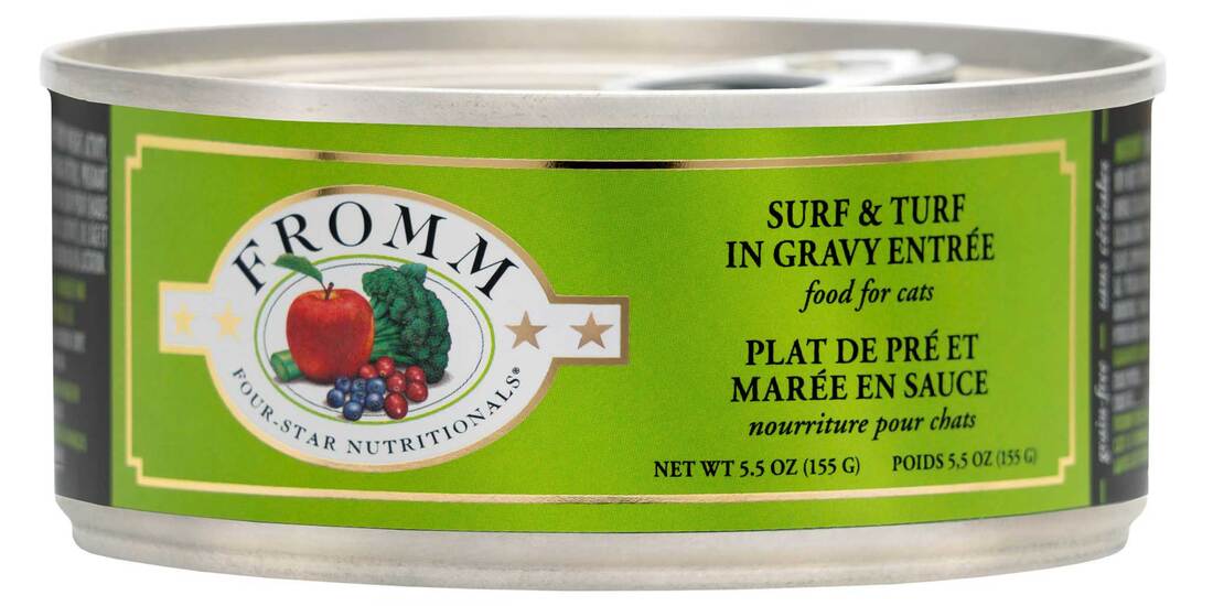 Fromm Four-Star Natural Wet Cat Food, Surf & Turf in Gravy Entrée, 5.5 Ounces