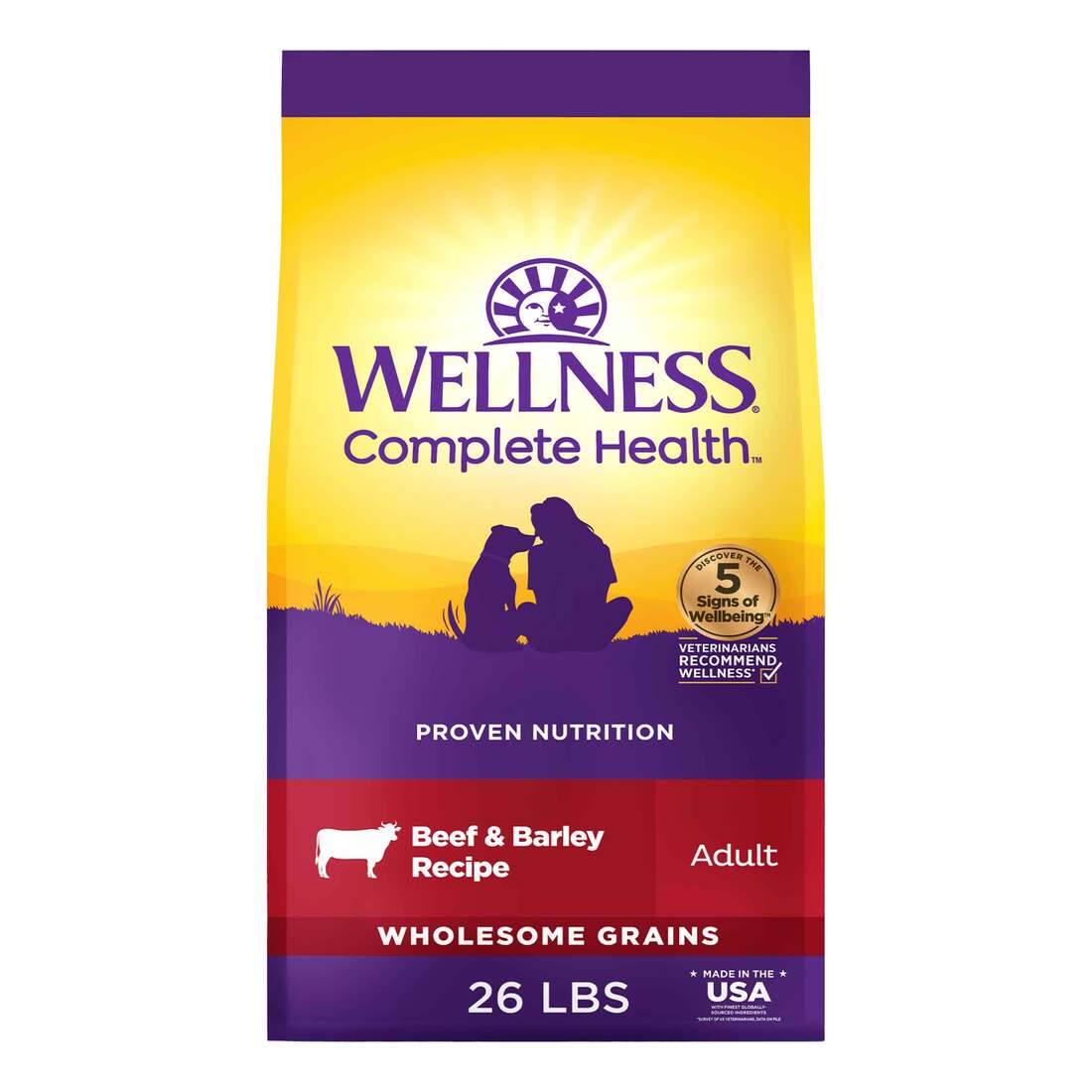 Wellness Complete Health Grained Adult Dry Dog Food, Beef & Barley Recipe